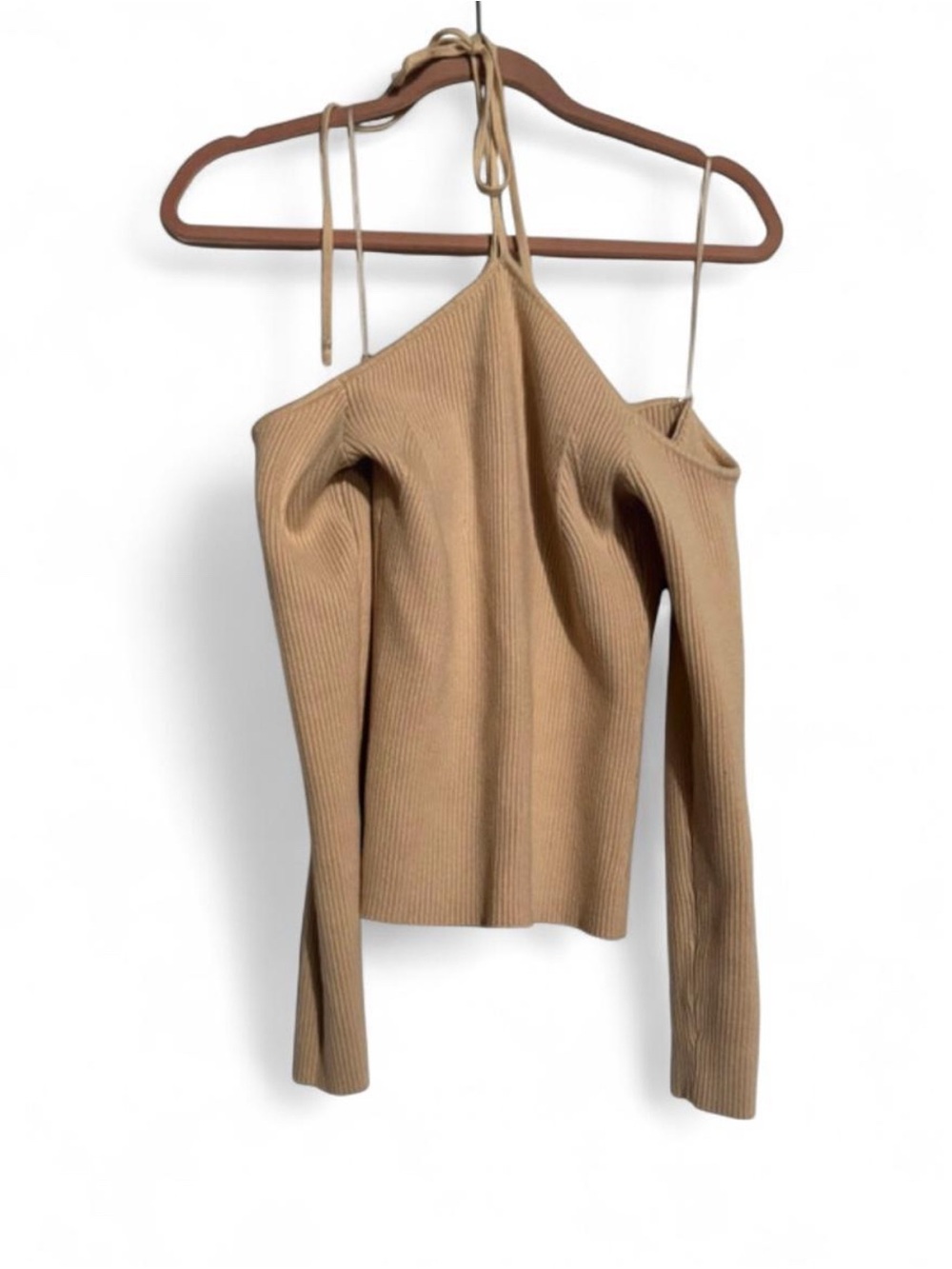 Lost + Wander Sandy Rock Knit Halter Top Beige S